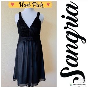 Sangria Black Sheer Cocktail Dress.